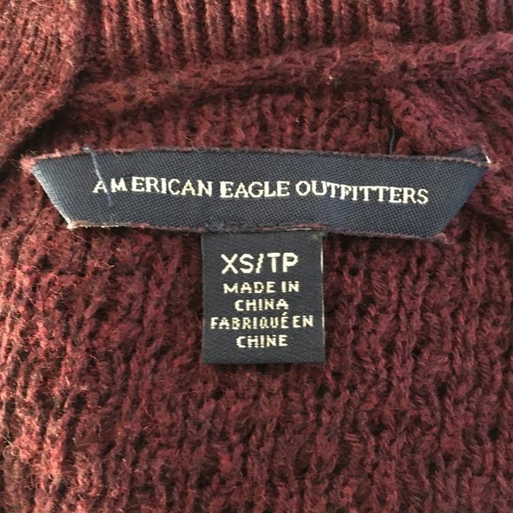 American Eagle Outfitters Womens Size XS Burgandy Red Stretch Sweater Scoop Neck - Picture 2 of 13